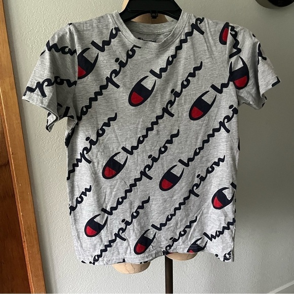 SET OF 3 Boys XL CHAMPION Short Sleeve Tshirt AOP Gray Blue - Picture 7 of 9